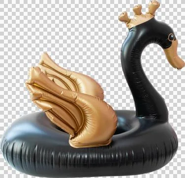 Black beach inflatable swan Stock Illustration
