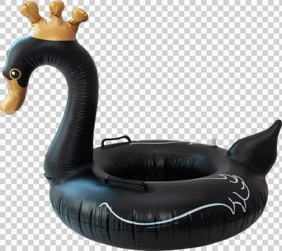 Black beach inflatable swan Stock Illustration