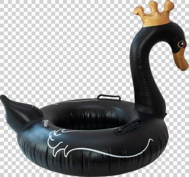 Black beach inflatable swan Stock Illustration