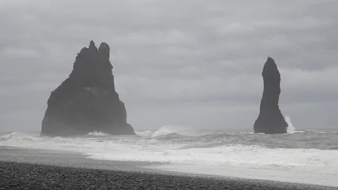 Black Beach Rock Stock Footage 78255587