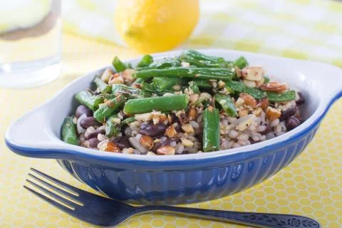 Black bean and barley veggie bowl Stock Photos