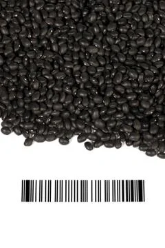 Black beans with bar code 写真素材