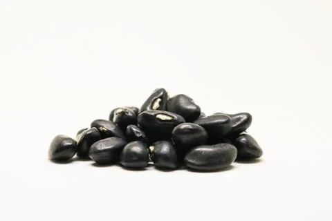 Black beans isolated on white background. Black beans has health benefits t.. Stock Photos