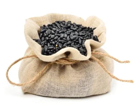 Black beans in the sack Stock Photos