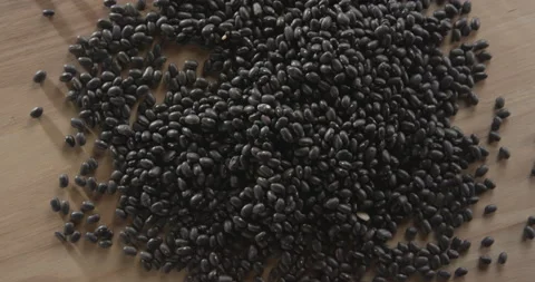 Black Beans on table Stock Footage 146438008
