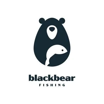 Black Bear Fishing Stock Illustration