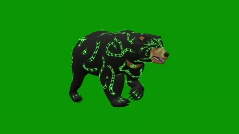 Black bear green screen animated chromakey backgroundemotion cartoonish layers Stock Footage 314067754