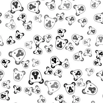Black Bear head icon isolated seamless pattern on white background. Vector Stock Illustration