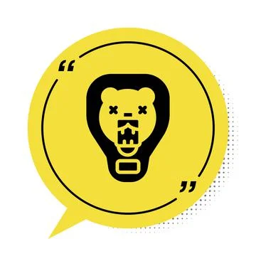 Black Bear head on shield icon isolated on white background. Hunting trophy o Stock Illustration