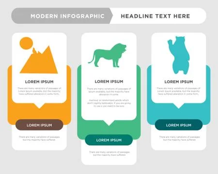 Black bear, roaring lion, wolf howling at the moon infographic Ilustração Stock