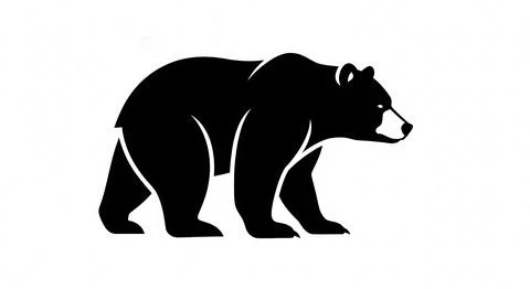 Black bear walking side profile, silhouette graphic illustration. 库存插图