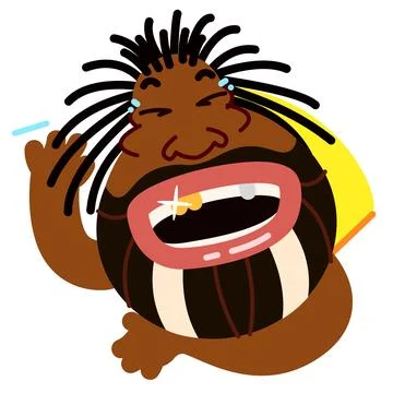 Black bearded guy laughs to tears while lying on the floor Stock Illustration