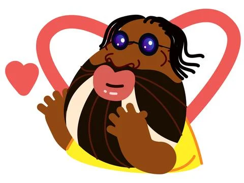 Black bearded guy sends air kisses Stock Illustration
