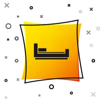 Black Bed icon isolated on white background. Yellow square button. Vector イラスト素材