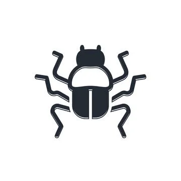 Black Beetle bug icon isolated on white background.  Vector Stock Illustration