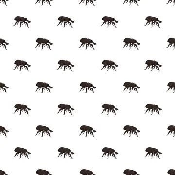 Black beetle insects repeating pattern on white background Illustrazione stock