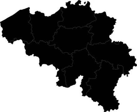 Black Belgium map Stock Illustration
