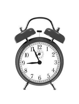 Black bell clock (alarm clock) isolated on white background Fotos de archivo