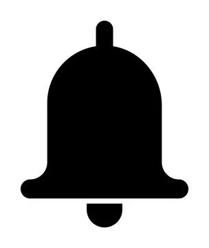 Black Bell Silhouette Design Vector for Notifications and Alerts Stock Illustration