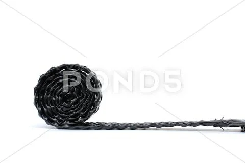 Black belt with reflection on a white background Stock Photos