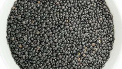 Black beluga lentils Stock Footage 76327600