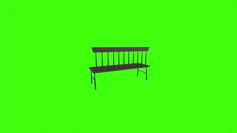 Black bench on green background for creative use Stock Footage 292682278