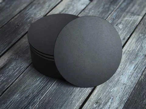 Black beverage coasters. 3d rendering Stock Photos