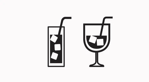 Black beverage glasses vector icon set イラスト素材
