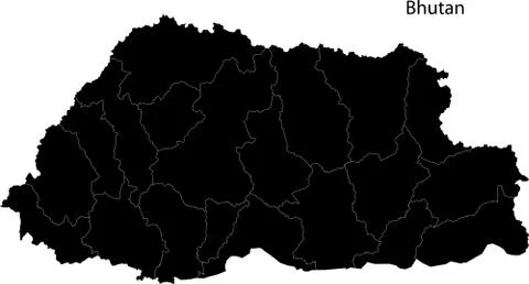 Black Bhutan map Stock Illustration