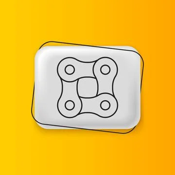 Black Bicycle chain icon isolated on yellow background. Bike chain sprocket.. Stock Illustration