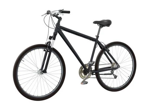 Black bicycle, side front view isolated on white background, 3D illustration Stock Illustration
