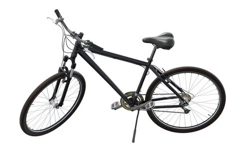 Black bicycle standing on kickstand Stock Illustration