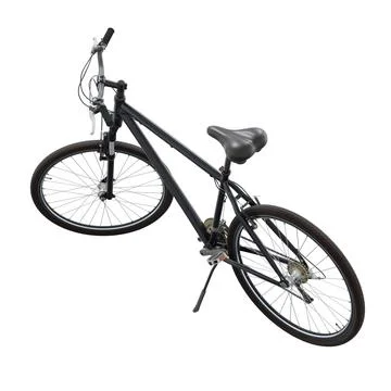 Black bicycle standing on kickstand, side back view isolated, 3D illustration Stock Illustration