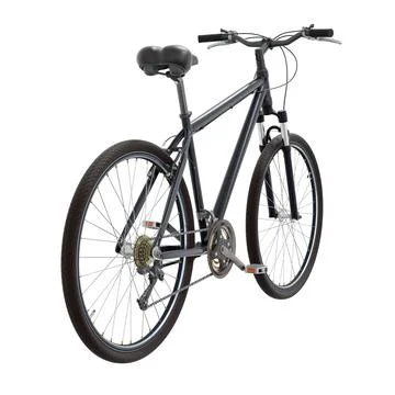 Black bicycle, top back view isolated on white background, 3D illustration Stock Illustration