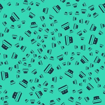 Black Big bed for two or one person icon isolated seamless pattern on green Ilustración de archivo