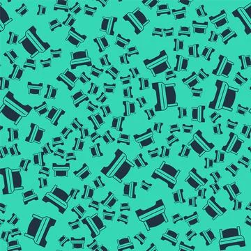 Black Big bed for two or one person icon isolated seamless pattern on green Illustrazione stock