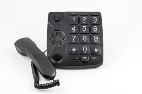 Black Big Button Telephone Stock Photos