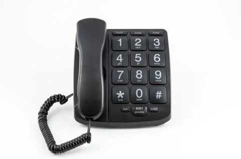Black Big Button Telephone Stock Photos