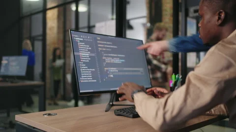 Black Big Data Developer Discussing Project With Chief Manager In Office Stock Footage 236630852