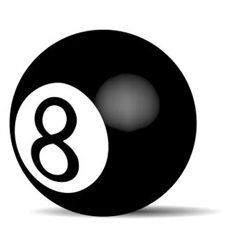 Black billiard ball Eight Illustrazione stock