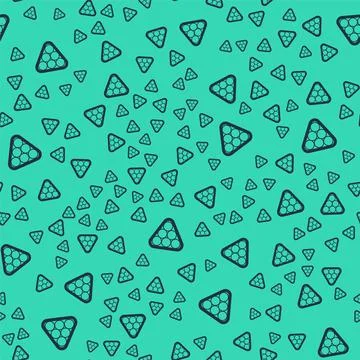 Black Billiard balls in a rack triangle icon isolated seamless pattern on green Stock Illustration