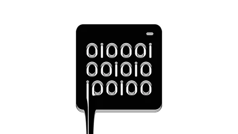 Black Binary code icon isolated on white background. 4K Video motion graphic Video stock 233981586