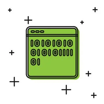 Black Binary code icon isolated on white background. Vector Stock Illustration