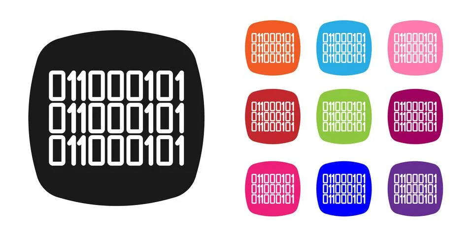 Black Binary code icon isolated on white background. Set icons colorful. Vector Stock Illustration