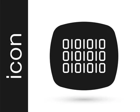 Black Binary code icon isolated on white background. Vector Stock Illustration