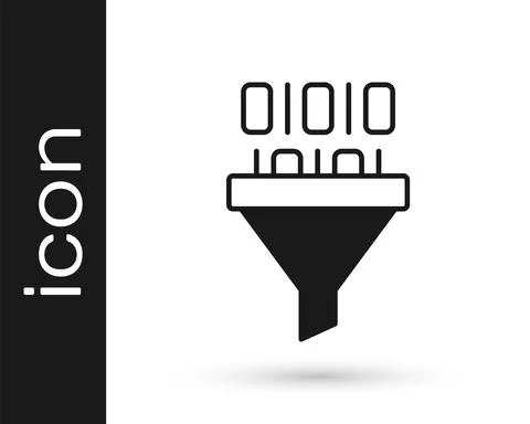 Black Binary code icon isolated on white background. Vector Stock Illustration