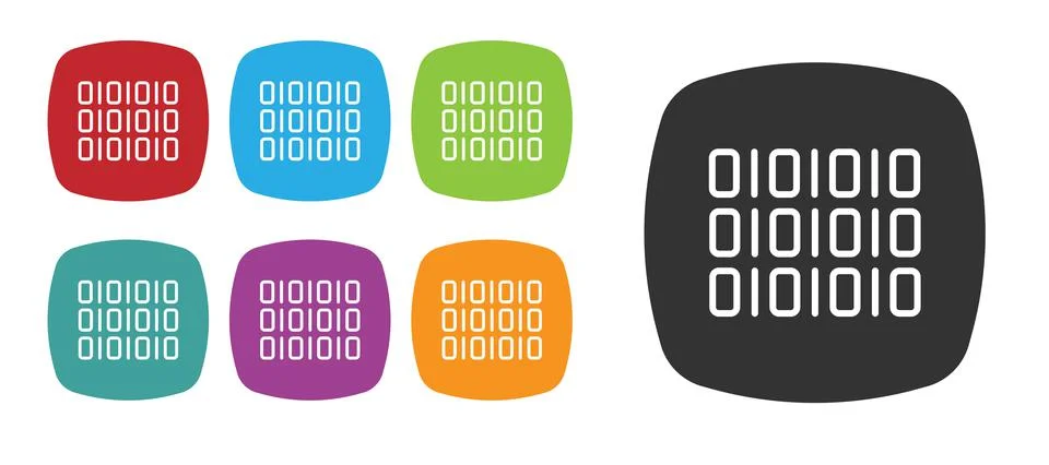 Black Binary code icon isolated on white background. Set icons colorful. Vector Stock Illustration