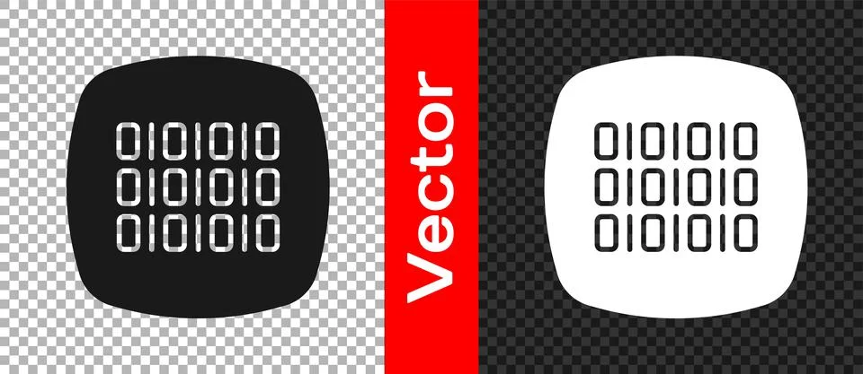 Black Binary code icon isolated on transparent background. Vector Stock Illustration