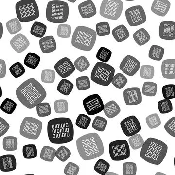Black Binary code icon isolated seamless pattern on white background. Vector Stock Illustration