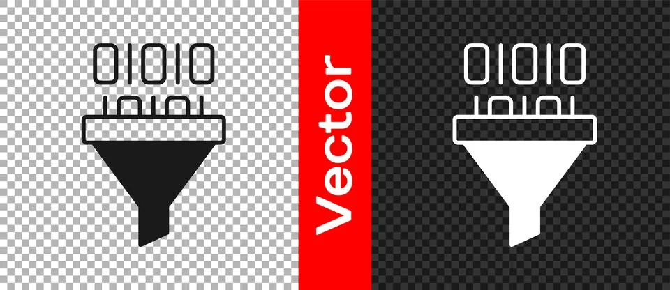 Black Binary code icon isolated on transparent background. Vector Stock Illustration